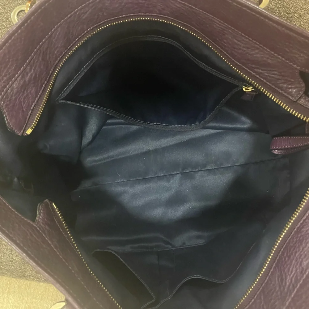 Vintage Coach Madison Deep Plum pebble Leather Tote with Gold Hardware - Picture 6 of 9